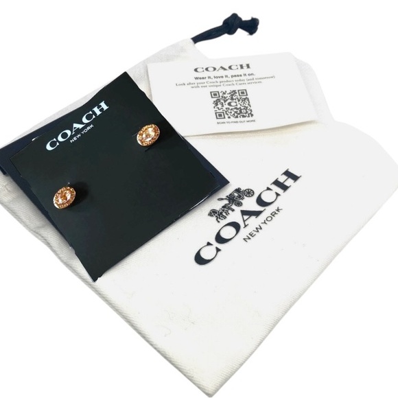 Coach Crystsl Stud Earrings w/Coach dust bag NWT!  MSRP $65 - Picture 3 of 7